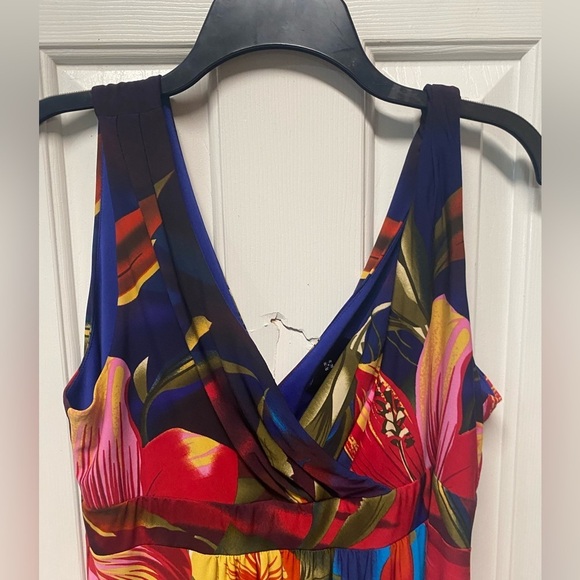 Ronnie Nicole Sleeveless Multicolor Classy Floral Print Maxi Dress V- Neck  14 - Picture 2 of 7